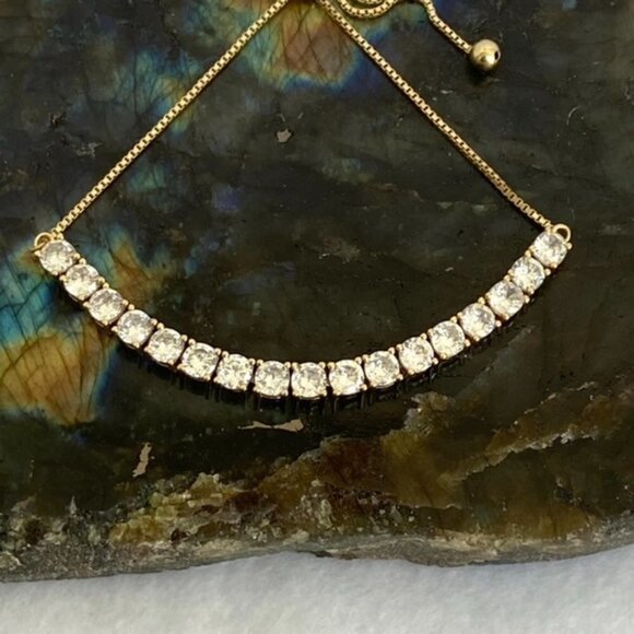 Sterling Silver 925 Yellow Gold Vermeil CZ Tennis Bracelet 6-8" Bolo Box Chain - Picture 6 of 16